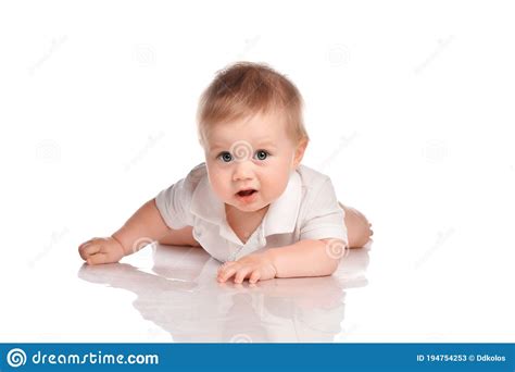 Portrait Of Happy Crawling Baby Boy Stock Image Image Of Crawling