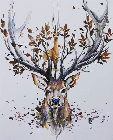 Animal Spirits Through Watercolor Heydesign Deer Art Deer Painting