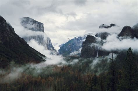 Aerial Photo Of Foggy Mountains And Trees Free Image Peakpx