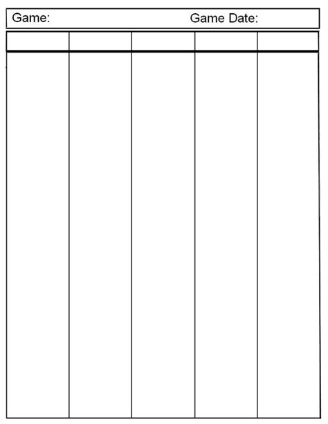 5 Column Chart Template