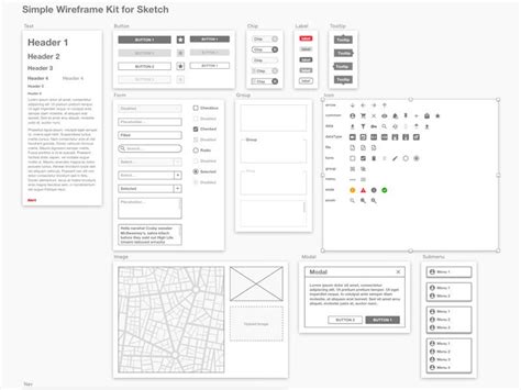 This is a great free psd of iphone 6 minimal wireframe there are two color versions are available to download. Simple Wireframe Kit Sketch freebie - Download free ...