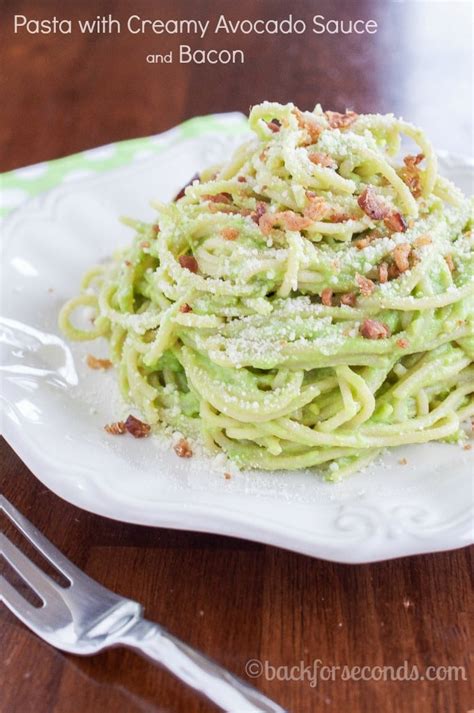 Creamy Avocado Pasta With Bacon Back For Seconds