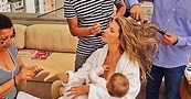 Gisele Bundchen pictured BREASTFEEDING as she gets her hair and make-up ...