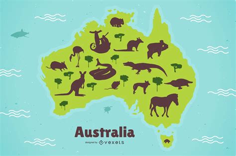 Australia Map With Animals