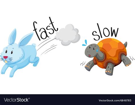Rabbit Runs Fast And Turtle Runs Slow Royalty Free Vector