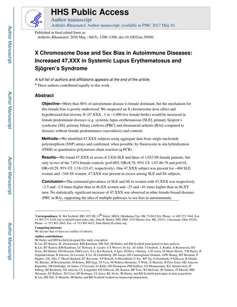Pdf X Chromosome Dose And Sex Bias In Autoimmune Diseases Increased