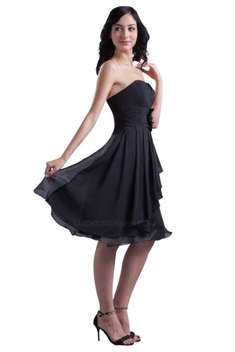 Cheap and best dresses95limited stock available.wedding dresses ball gown fairies and country wedding dresses tea length. A-Line Strapless Short Black Chiffon Bridesmaid Dresses ...
