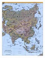 Large detailed political map of Asia with relief, capitals and major ...