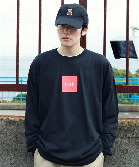 セールHUF ハフ ESSENTIALS BOX LOGO L S TEE ボックスロゴ ロンTTシャツ カットソーHUFハフ