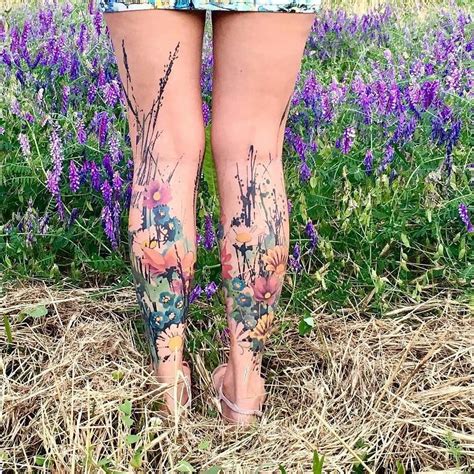 100 Tattoo And Flower Tattoo Leg Tattoos Flower Leg Tattoos Flower