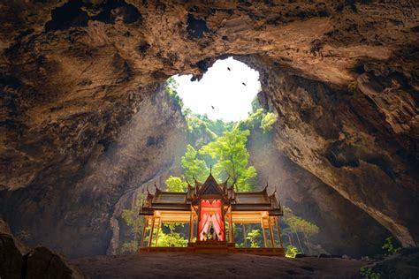 Pavilion Built For A King Sits Within Golden Cave In Thailand