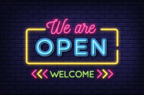 Free Vector Neon We Are Open Sign