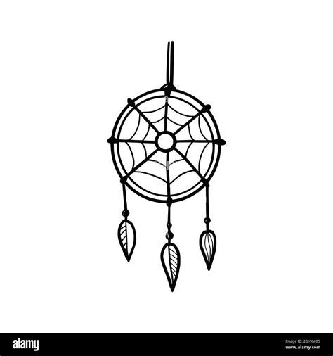 Hand Drawn Cute Dream Catcher Doodle Sketch Style Drawing Line Simple