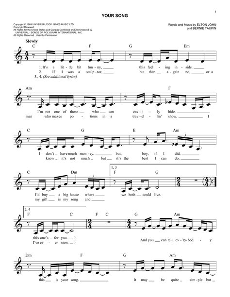Your Song Sheet Music Direct