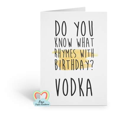 Funny Birthday Card Vodka Birthday Card Funny Vodka Card Do Etsy
