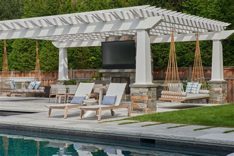 Poolside Furniture Pergola White Pergola Pool Houses