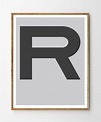 R Letter Modern Typography Art Print - Instant Download. Scandinavian ...