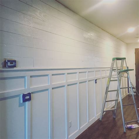 Shiplap Wall Diy With Board And Batten Painted In Behr Maui Mist