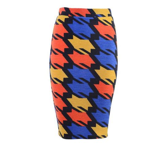 Pencil Skirt In Color Block Houndstooth Details 85 Found On Polyvore