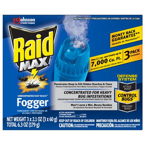 Raid Max Deep Reach Concentrated Fogger Kills Bugs 21 Oz 3 Cans