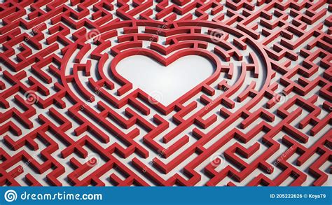 Heart Shaped Maze Labyrinth Of Love 3d Rendering Stock Illustration
