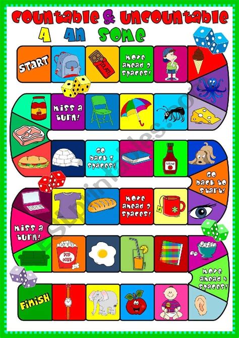 Countable And Uncountable A An Some Boardgame Esl Worksheet By Mada1