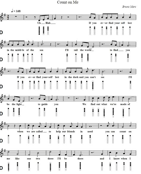 Count On Me Piano Sheet Music With Letters