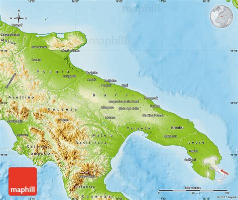 Physical Map Of Puglia