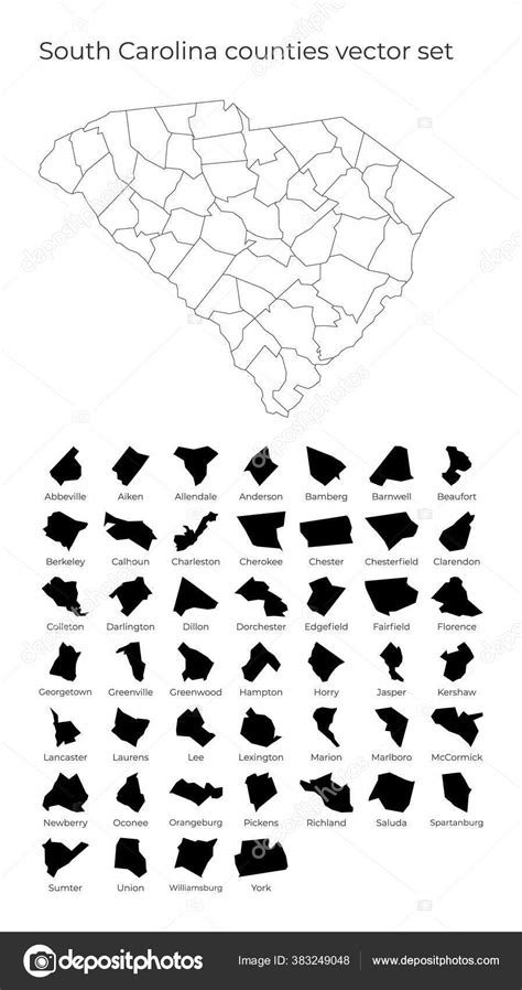 South Carolina Map With Shapes Of Regions Blank Vector Map Of The Us