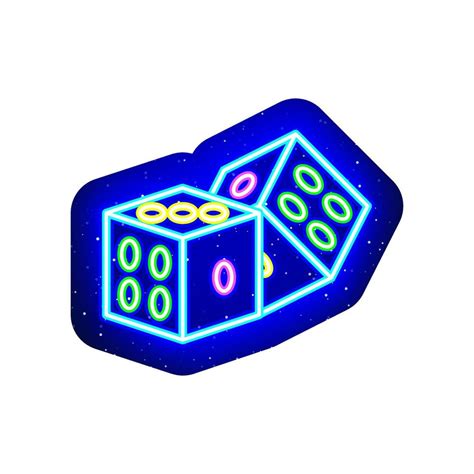 Neon Colored Dice Icon Line Midnight Blue Neon Game Bet Dice Design
