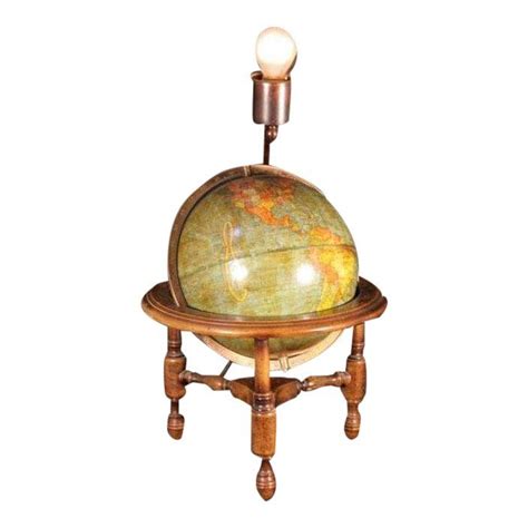 Antique George F Cram Table Desk Lamp Terrestrial 105 World Globe On