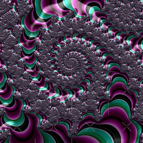 Green And Purple Fractal Spiral By Kaleiopestudio Redbubble