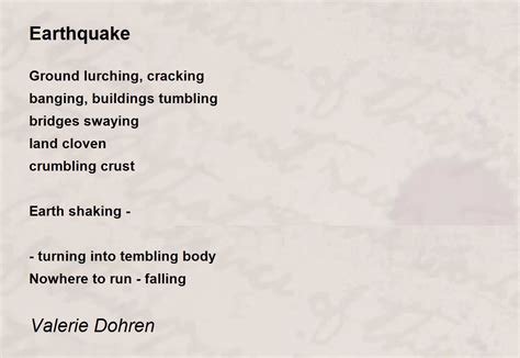 Earthquake Earthquake Poem By Valerie Dohren