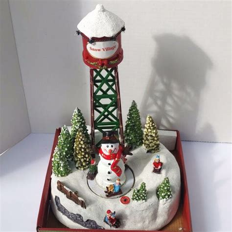 Brand New Animated Musical Led Christmas Water Tower Decoration Snow