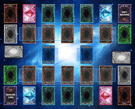 2 Player Duel Link Zones Custom Playmat Rubber Game Mat 53 Cm X 63 Cm Blue Galaxy Style For