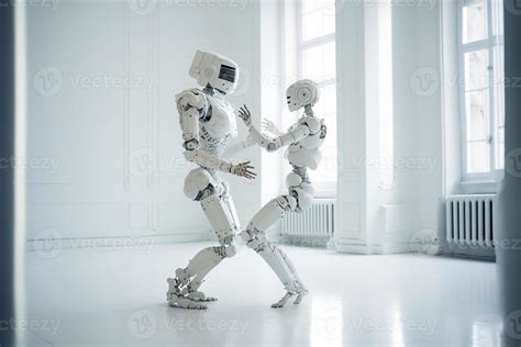 Two Robots Dancing Couple Love Artificial Intelligence Digital