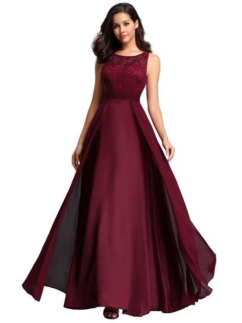 Ever Pretty Womens Lace Chiffon Prom Party Dresses For Women 07695 Burgundy Us20