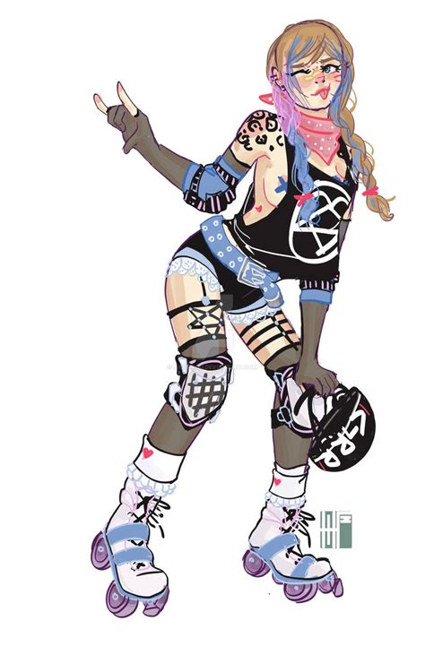 Roller Gurl by JaariKou | Roller derby girls, Roller derby art, Roller skating outfits