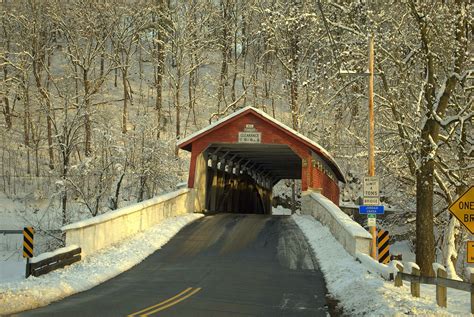 Covered Bridge In The Snow~ Lehigh Vally Pennsylvania The Good Place