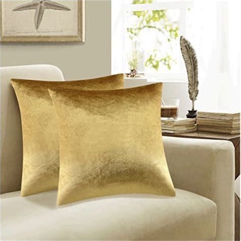 Gigizaza Gold Velvet Decorative Throw Pillow Covers For Sofa Bed Gold