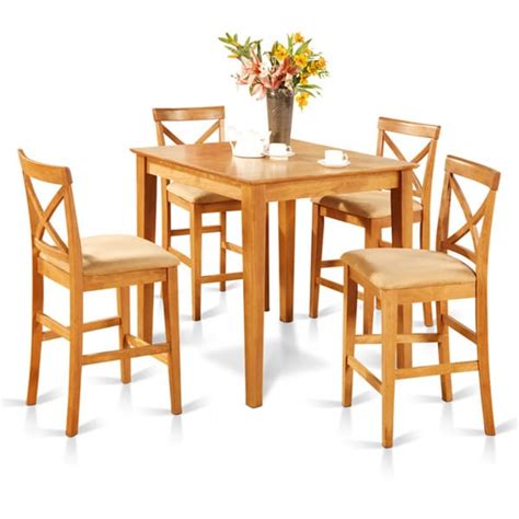 Perfect for everyday meals or hosting small dinner parties. Oak Counter Height Table and 4 Counter Chairs 5-piece ...