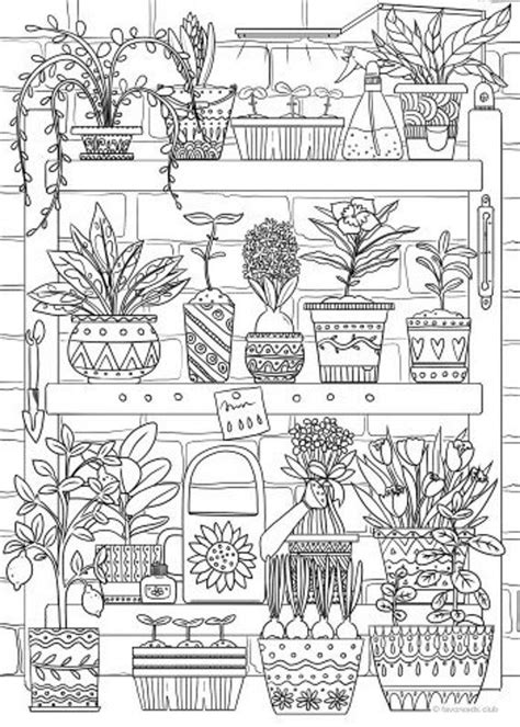 Parents, teachers, churches and recognized nonprofit. Plants - Printable Adult Coloring Page from Favoreads ...