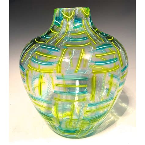 Hot Glass Alley Patchwork Series Reverse Amphora Hand Blown Glass Vase