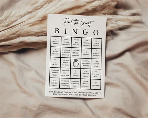 Find The Guest Bingo Wedding Bingo Game Bridal Shower Games Etsy