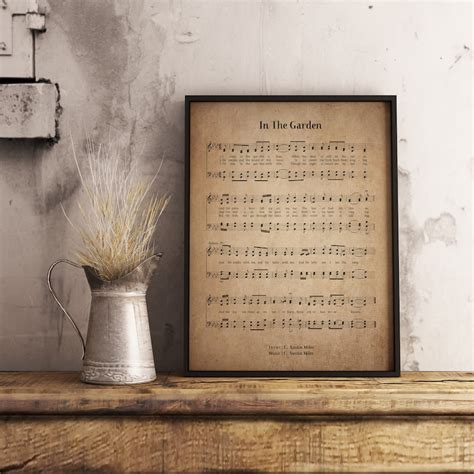 In The Garden Vintage Hymn Wall Art Print Biblical Sheet Music Etsy