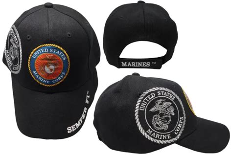 Us Marine Corps Emblem Shadow Semper Fi Black Cap Hat Officially