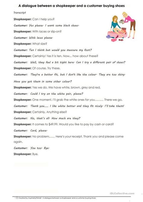 A Role Play Speaking Activity With The Teacher S Transcript This