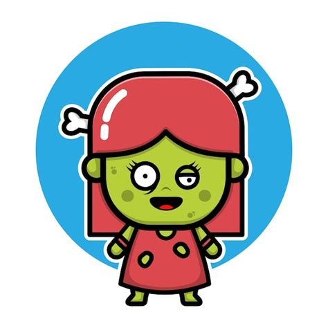Premium Vector Cute Zombie Girl Cartoon Character Halloween Concept