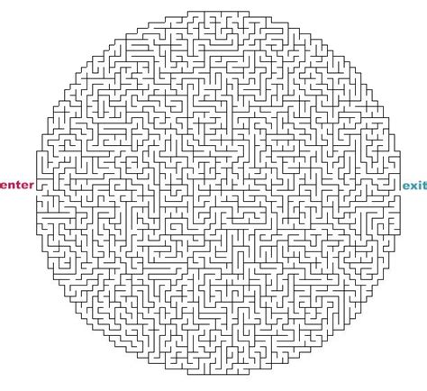A Circular Maze With The Center And Exit Highlighted