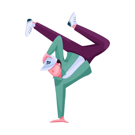 Street Dance Performer Flat Color Vector Faceless Character Teenage Urban Dancer Hip Hop